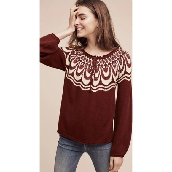 Anthropologie Sweaters - NWT Anthropologie Field Flower Metallic Bib Pullover Sweater Size XL